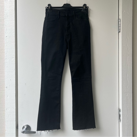 Mother The Hustler Frayed High Waist Ankle Flare Jeans - Black - Size 27 - Picture 6 of 10